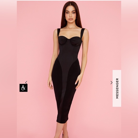 House of CB ARIELLE BLACK CORSET MIDI DRESS - Picture 1 of 9
